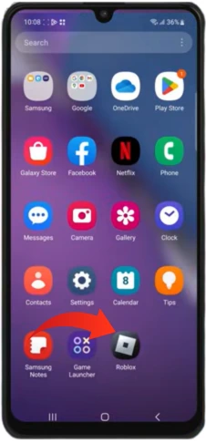 Delta executor app icon on Android home screen with arrow