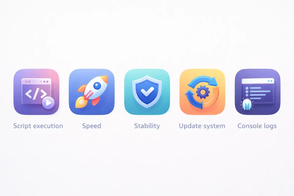feature overview icons for delta executor for PC script and console tools